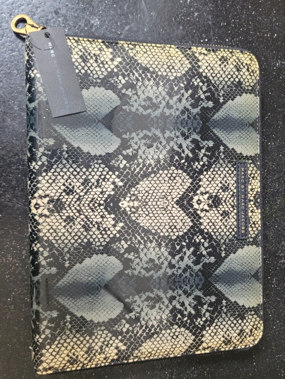 Marc by Marc Jacobs Snake-Print Tablet Sleeve in Black & Cream NWT